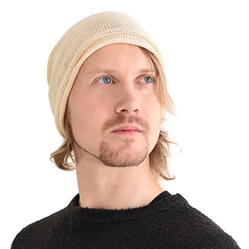 CHARM Seide Slouch Beanie Strickmütze - Groß Chemo Kopfbedeckung Locken Haare Natürlich von CHARM