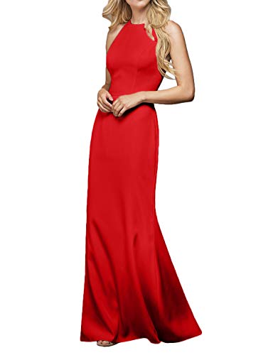 CHARMANT BRAUT Elegant Damen Abendkleider Lang Chiffon Ballkleider Brautjungfernkleider Silvester Kleider A-linie-34-Rot von CHARMANT BRAUT