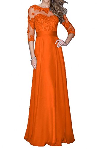 CHARMANT BRAUT Glamour 3/4 Langarm Spitze Chiffon Abendkleider Ballkleider Fuer Hochzeits Lang A-Linie -36 Orange von CHARMANT BRAUT