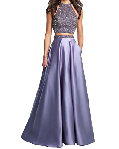 CHARMANT BRAUT 2022 Neu Glitzer Pailletten Abendkleider Ballkleider Partykleider Satin Zwei-teilig A-Linie Kleider Lang-34-Lawender von CHARMANT BRAUT