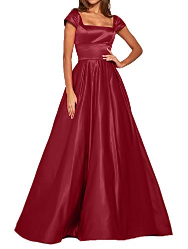 Charmant Braut Festliche Kleider Jugendweihe Kleider Abendkleider Lang Ballkleider Fuer Hochzeit A-Linie Kleider Satin -58-Burgundy von CHARMANT BRAUT