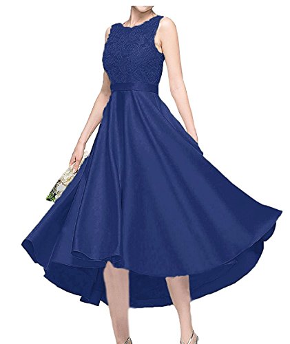 Charmant Damen Royal Blau Kurzes Satin Abendkleider Ballkleider Abschlussballkleider A-Linie mit Spitze-42 Royal Blau von CHARMANT BRAUT