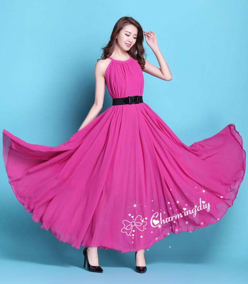 110 Farben Chiffon Rosy Langes Party Kleid Abend Hochzeit Sommerkleid Mutterschaft Sommer Strand Brautjungfer Umstandskleid Maxi Rock von CHARMINGDIY