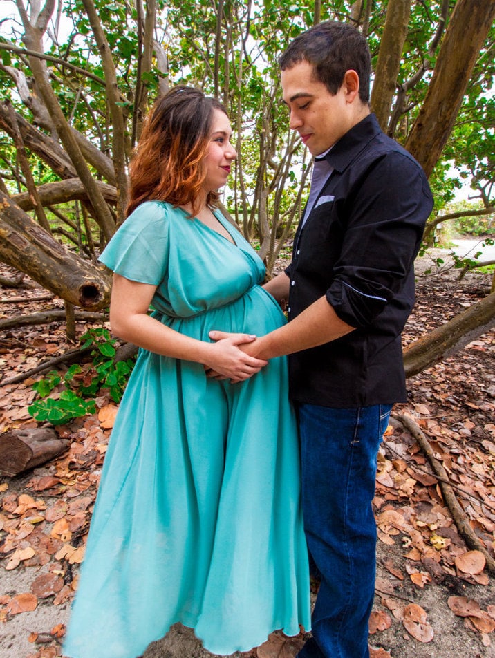 Bean Grün Chiffon Umstandskleid Kurzarm Maxi Sommerkleid von CHARMINGDIY