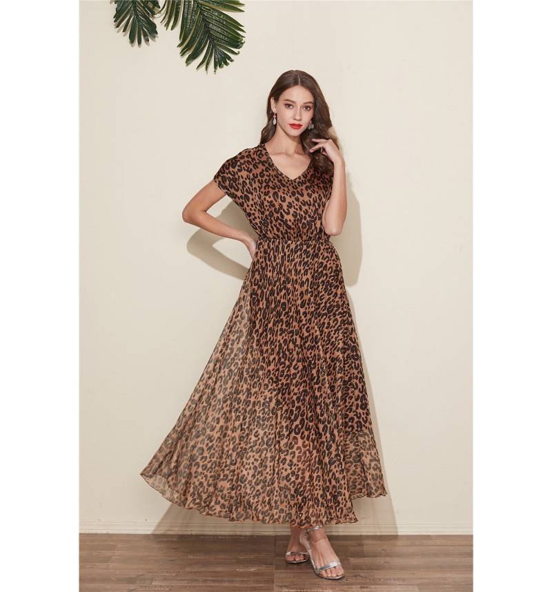 Chiffon Maxikleid Mit Leopardenmuster Leichtes Sommerkleid Für Den Strand von CHARMINGDIY