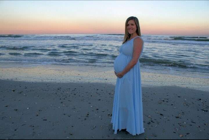 Hellblaues Chiffon Umstandskleid Strandhochzeit, Sommerkleid von CHARMINGDIY