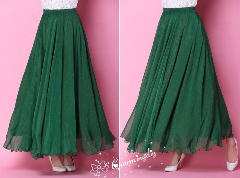 Smaragdgrüner Chiffon Maxirock Leichter Hochzeitsrock von CHARMINGDIY