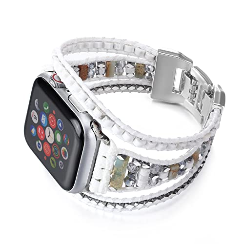 CHARMINGO Boho Leather Band Compatible with Apple Watch Band Beaded Bracelet for Women Men 38mm/40mm/41mm, Multilayer Wrap Apple Watch Strap for Iwatch Band Series 9 8 7 6 5 4 3 2 1 SE Ultra 2 von CHARMINGO