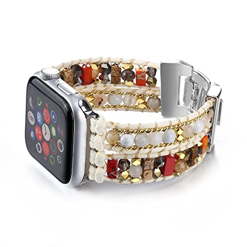 CHARMINGO Boho Leather Band Compatible with Apple Watch Band Beaded Bracelet for Women Men 38mm/40mm/41mm, Multilayer Wrap Apple Watch Strap for Iwatch Band Series 9 8 7 6 5 4 3 2 1 SE Ultra 2 CHARMINGO Boho Leather Band Compatible with Apple Watch Band Beaded Bracelet for Women Men 38mm/40mm/41mm, Multilayer Wrap Apple Watch Strap for Iwatch Band Series 9 8 7 6 5 4 3 2 1 SE Ultra 2 von CHARMINGO