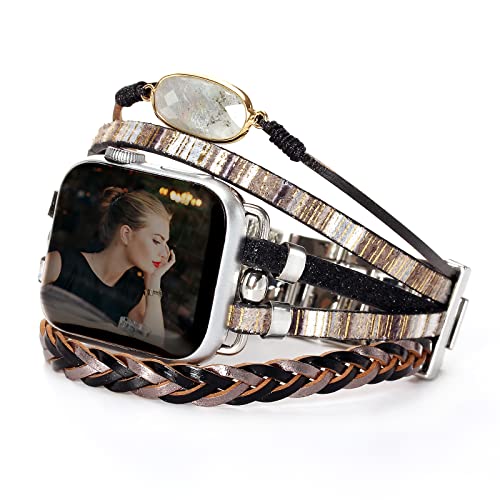 CHARMINGO Boho Leather Wrap Bands Compatible with Apple Watch Band Bracelet 42mm 44mm 45mm 49mm Women Men, Multilayer Apple Watch Strap for iWatch Band Series 9 8 7 6 5 4 3 2 1 SE Ultra Ultra 2 CHARMINGO Boho Leather Wrap Bands Compatible with Apple Watch Band Bracelet 42mm 44mm 45mm 49mm Women Men, Multilayer Apple Watch Strap for iWatch Band Series 9 8 7 6 5 4 3 2 1 SE Ultra Ultra 2 von CHARMINGO