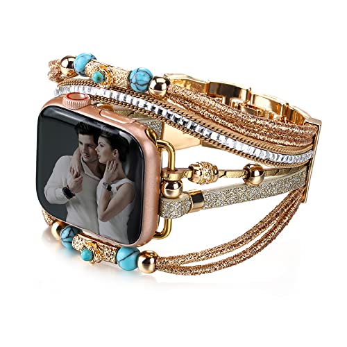 CHARMINGO Boho Leather Wrap Bands Compatible with Apple Watch Band Bracelet for Women Men 38mm 40mm 41mm, Multilayer Apple Watch Strap for iwatch Band Series 9 8 7 6 5 4 3 2 1 SE Ultra Ultra 2 CHARMINGO Boho Leather Wrap Bands Compatible with Apple Watch Band Bracelet for Women Men 38mm 40mm 41mm, Multilayer Apple Watch Strap for iwatch Band Series 9 8 7 6 5 4 3 2 1 SE Ultra Ultra 2 von CHARMINGO