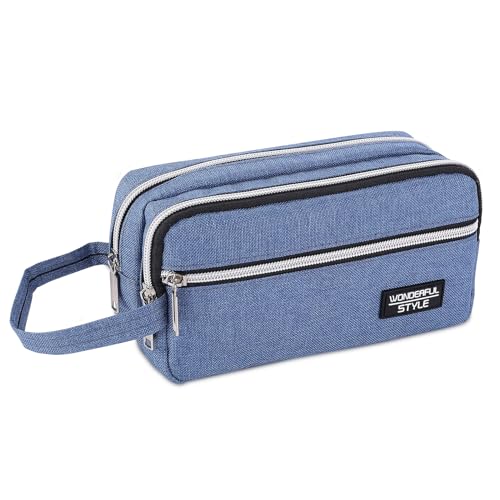 CHARS Federmäppchen Federtaschen Großem Fassungsvermögen Mäppchen Etui Stifte 4 Fach Tragbare Stifttasche Bleistift Beutel Kosmetisches Pencil Case mit Tragegriff für Schule Student Büro (Blau) von CHARS