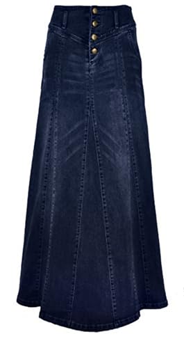 CHARTOU, Damen Retro A-Linien-Maxirock aus Denim mit Knopfleiste und verpacktem Hüftbereich, Dunkelblau, XX-Large von CHARTOU