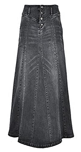 CHARTOU Damen Retro Exposure Button-Fly Verpackt Hip A-Linie Maxi Lang Denim Rock - Grau - X-Groß CHARTOU Damen Retro Exposure Button-Fly Verpackt Hip A-Linie Maxi Lang Denim Rock - Grau - X-Groß von CHARTOU