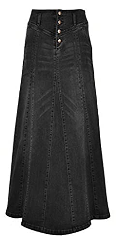 CHARTOU Damen Retro Exposure Button-Fly Verpackt Hip A-Linie Maxi Lang Denim Rock - Schwarz - XX-Large CHARTOU Damen Retro Exposure Button-Fly Verpackt Hip A-Linie Maxi Lang Denim Rock - Schwarz - XX-Large von CHARTOU
