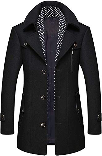 CHARTOU Stilvoller Herren-Schal, einreihig, Wolle, Walker, Mantel, dicke Winterjacke, 6 Farben, schwarz, Large von CHARTOU