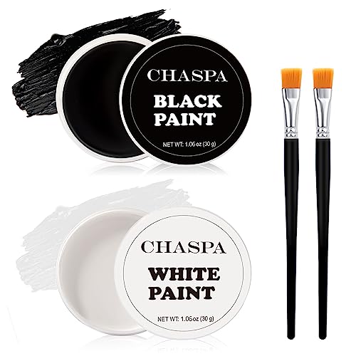 CHASPA Gesichtsfarbe Schwarz + Weiß Clown-Make-up-Gesichtskörperfarben-Set, hochpigmentierte professionelle Kosmetikfarbe auf Ölbasis für Halloween SFX Make-up Kostüm mehrere Anwendungen (60 g) von CHASPA