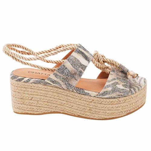CHATTAWAK Damen 11fridazebre39 Sandale mit Absatz, Zebra, 39 EU von CHATTAWAK