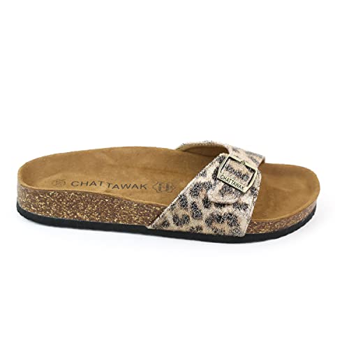 CHATTAWAK Damen Opaline M Leopard Hausschuh, 38 EU von CHATTAWAK