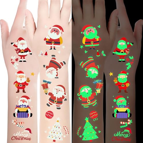 Luminous Weihnachts Temporäre Tattoos für Kinder-240 Stücke Weihnachts Tattoos für Jungen und Mädchen, Weihnachts Aufkleber Weihnachtsfeier Bevorzugung für Kinder Geschenke 16 Blätter von CHAWONER