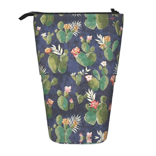 Aquarell-Kaktus-Stifttasche, Teleskop, tragbar, für Jungen, Mädchen, Teenager, Studenten, Büro, Schwarz , Einheitsgröße von CHAbu
