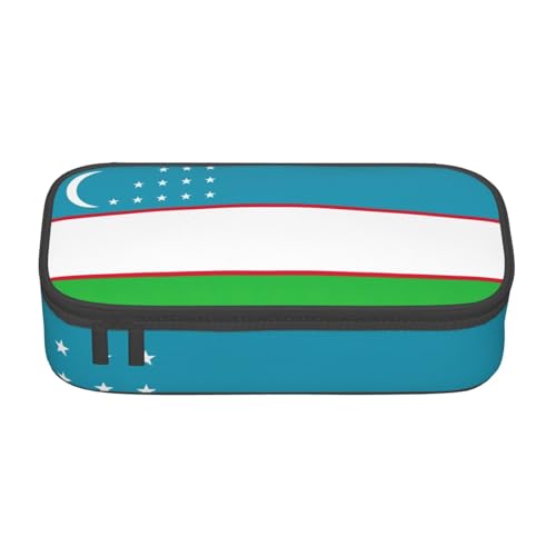 Federmäppchen, Motiv: Flagge der Republik Usbekistan, großes Fassungsvermögen, Schreibwaren-Aufbewahrungstasche mit Reißverschluss, für Jungen, Mädchen, Studenten, Schule, Schwarz , Einheitsgröße von CHAbu
