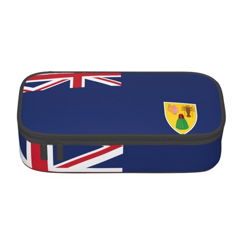 Federmäppchen, Motiv: Flagge der Türken- und Caicosinseln, großes Fassungsvermögen, Schreibwaren-Aufbewahrungstasche mit Reißverschluss, für Jungen, Mädchen, Studenten, Schule, Schwarz , Einheitsgröße von CHAbu