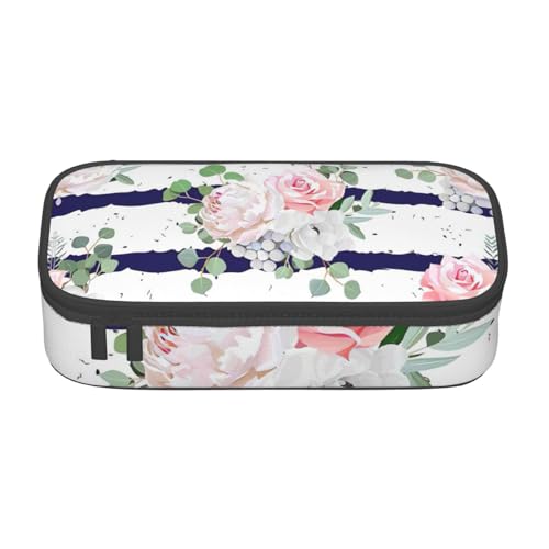 Federmäppchen, gestreift, mit Reißverschluss, für Jungen, Mädchen, Studenten, Schule, Marineblau, Schwarz , Einheitsgröße, Koffer von CHAbu