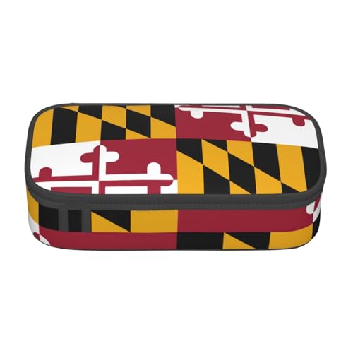 Federmäppchen mit Maryland-Staatsflagge, großes Fassungsvermögen, Schreibwaren-Aufbewahrungstasche mit Reißverschluss, Jungen, Mädchen, Studenten, Schule, Schwarz , Einheitsgröße, Koffer von CHAbu