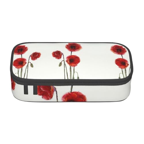 Federmäppchen mit Mohnblumen, großes Fassungsvermögen, Schreibwaren-Aufbewahrungstasche mit Reißverschluss, für Jungen, Mädchen, Studenten, Schule, Schwarz , Einheitsgröße, Koffer von CHAbu