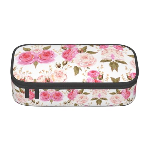 Federmäppchen mit Rosenblüte, großes Fassungsvermögen, Schreibwaren-Aufbewahrungstasche mit Reißverschluss, für Jungen und Mädchen, Schwarz , Einheitsgröße, Koffer von CHAbu