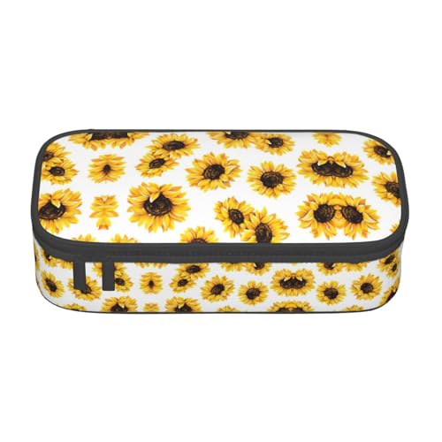 Federmäppchen mit Sonnenblumenmotiv, großes Fassungsvermögen, Schreibwaren-Aufbewahrungstasche mit Reißverschluss, für Jungen und Mädchen, Schwarz , Einheitsgröße, Koffer von CHAbu