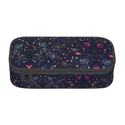Federmäppchen mit Sternbild, großes Fassungsvermögen, Schreibwaren-Aufbewahrungstasche mit Reißverschluss, Jungen, Mädchen, Studenten, Schule, Schwarz , Einheitsgröße, Koffer von CHAbu