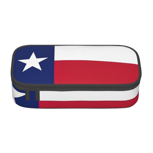 Federmäppchen mit Texas-Flagge, großes Fassungsvermögen, Schreibwaren-Aufbewahrungstasche mit Reißverschluss, für Jungen, Mädchen, Studenten, Schule, Schwarz , Einheitsgröße, Koffer von CHAbu