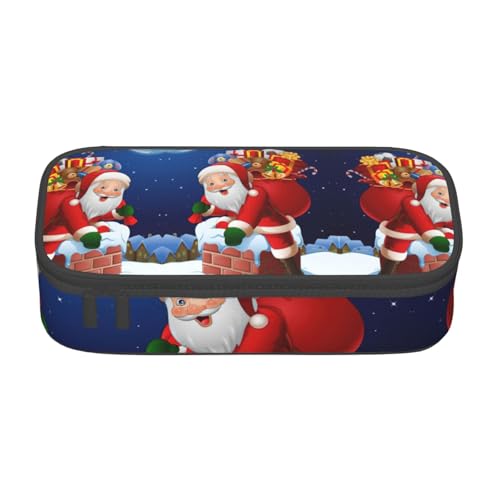 Federmäppchen mit Weihnachtsmann-Motiv, große Kapazität, Schreibwaren, Aufbewahrungstasche mit Reißverschluss, für Jungen und Mädchen, Schwarz , Einheitsgröße, Koffer von CHAbu