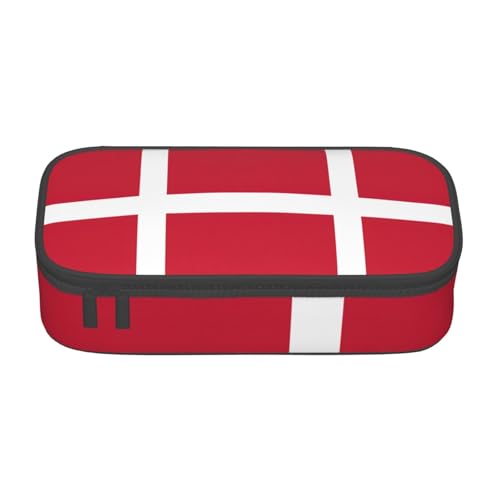 Federmäppchen mit dänischer Flagge, großes Fassungsvermögen, Schreibwaren-Aufbewahrungstasche mit Reißverschluss, Jungen, Mädchen, Studenten, Schule, Schwarz , Einheitsgröße, Koffer von CHAbu