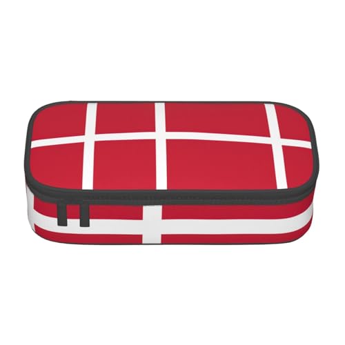 Federmäppchen mit dänischer Flagge, großes Fassungsvermögen, Schreibwaren-Aufbewahrungstasche mit Reißverschluss, Jungen, Mädchen, Studenten, Schule, Schwarz , Einheitsgröße, Koffer von CHAbu