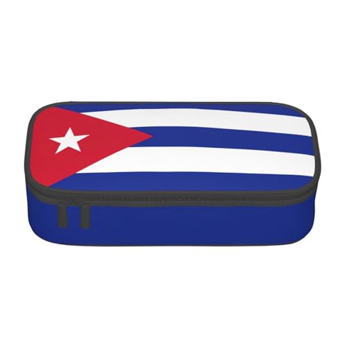Federmäppchen mit kubanischer Flagge, großes Fassungsvermögen, Schreibwaren-Aufbewahrungstasche mit Reißverschluss, Jungen, Mädchen, Studenten, Schule, Schwarz , Einheitsgröße, Koffer von CHAbu
