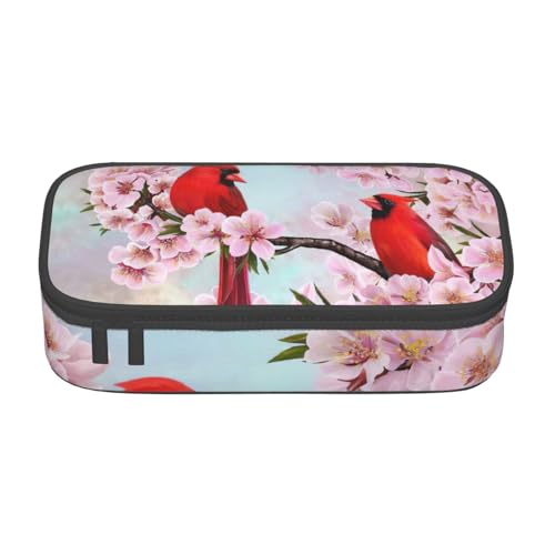Federmäppchen mit rotem Vogelzweig, großes Fassungsvermögen, Schreibwaren-Aufbewahrungstasche mit Reißverschluss, für Jungen, Mädchen, Studenten, Schule, Schwarz , Einheitsgröße, Koffer von CHAbu