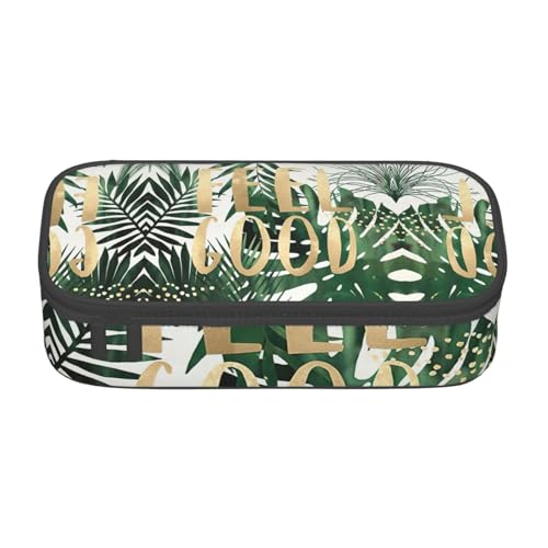 Federmäppchen mit tropischen Blättern, großes Fassungsvermögen, Schreibwaren-Aufbewahrungstasche mit Reißverschluss, Jungen, Mädchen, Studenten, Schule, Schwarz , Einheitsgröße, Koffer von CHAbu