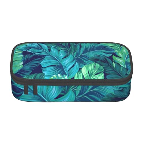 Federmäppchen mit tropischen Palmenblättern, großes Fassungsvermögen, Schreibwaren-Aufbewahrungstasche mit Reißverschluss, Jungen, Mädchen, Studenten, Schule, Schwarz , Einheitsgröße, Koffer von CHAbu