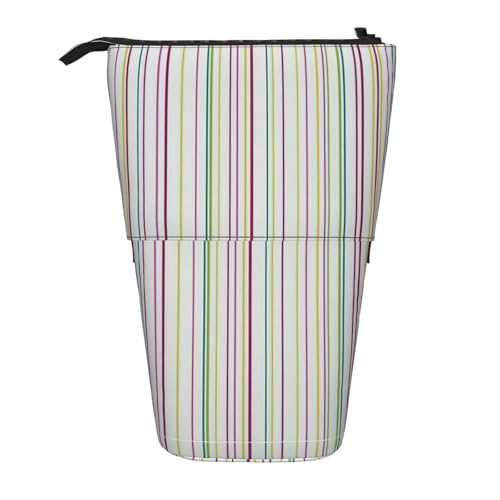 Gestreift Stehende Teleskop-Bleistifttasche Oxford Tuch Tasche Tragbar für Jungen Mädchen Teenager Studenten Büro, Schwarz , Einheitsgröße von CHAbu