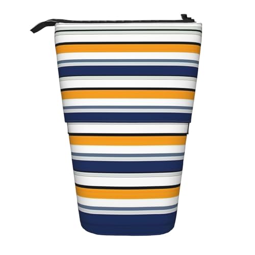 Gestreiftes Stehendes Teleskop-Federmäppchen, Oxford-Stoff, tragbar, für Jungen, Mädchen, Teenager, Studenten, Büro, Schwarz , Einheitsgröße von CHAbu