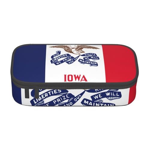 Iowa Federmäppchen mit Staatsflagge, großes Fassungsvermögen, Schreibwaren-Aufbewahrungstasche mit Reißverschluss, Jungen, Mädchen, Studenten, Schule, Schwarz , Einheitsgröße, Koffer von CHAbu