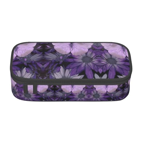 Lila Schmetterling Große Kapazität Federmäppchen Schreibwaren Aufbewahrungstasche mit Reißverschluss Jungen Mädchen Studenten Schule, Schwarz , Einheitsgröße, Koffer von CHAbu