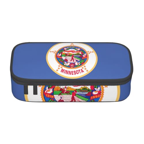 Minnesota Federmäppchen mit Staatsflagge, großes Fassungsvermögen, Schreibwaren-Aufbewahrungstasche mit Reißverschluss, für Jungen, Mädchen, Studenten, Schule, Schwarz , Einheitsgröße, Koffer von CHAbu