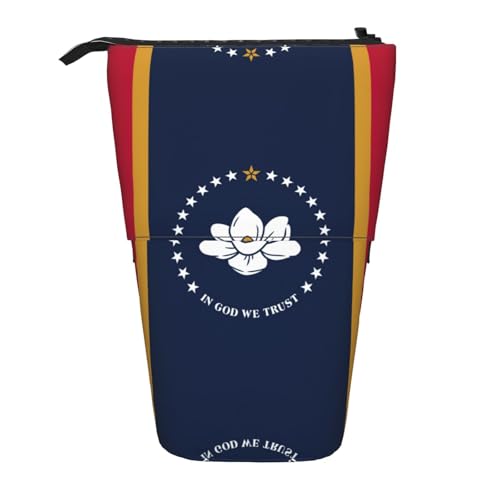 Mississippi Staatsflagge, stehendes Teleskop-Federmäppchen, Oxford-Stoff, tragbar, für Jungen, Mädchen, Teenager, Studenten, Büro von CHAbu