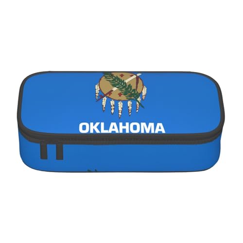 Oklahoma Federmäppchen mit Staatsflagge, großes Fassungsvermögen, Schreibwaren-Aufbewahrungstasche mit Reißverschluss, für Jungen, Mädchen, Studenten, Schule, Schwarz , Einheitsgröße, Koffer von CHAbu