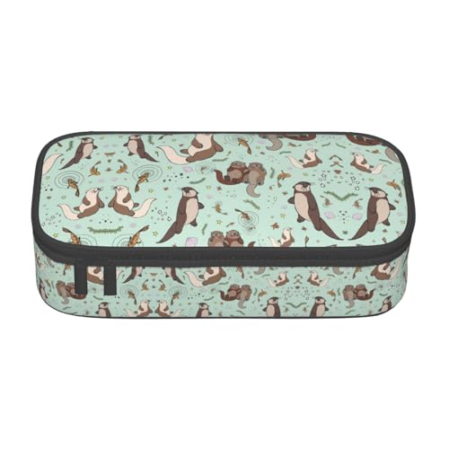 Otters Federmäppchen mit großem Fassungsvermögen, Schreibwaren-Aufbewahrungstasche mit Reißverschluss, für Jungen, Mädchen, Studenten, Schule, Schwarz , Einheitsgröße, Koffer von CHAbu