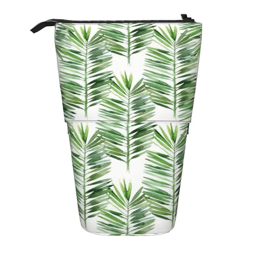 Palm Tree1 Stehendes Teleskop-Federmäppchen, Oxford-Stoff, tragbar, für Jungen, Mädchen, Teenager, Studenten, Büro, Schwarz , Einheitsgröße von CHAbu